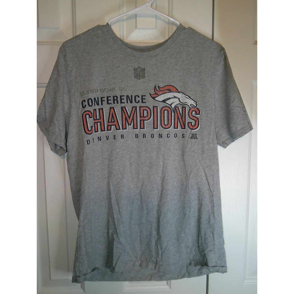 Vintage Nike Denver Broncos Super‎ Bowl Conference Champions NFL T-Shirt Gray L